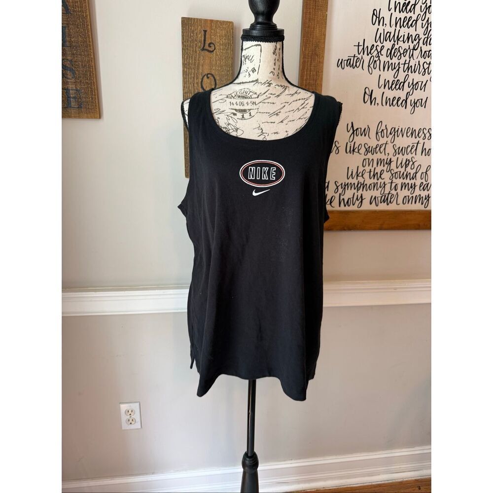 Nike Men's Center Swoosh Embroidered Logo Cotton Athletic Tank Top Black Size XL